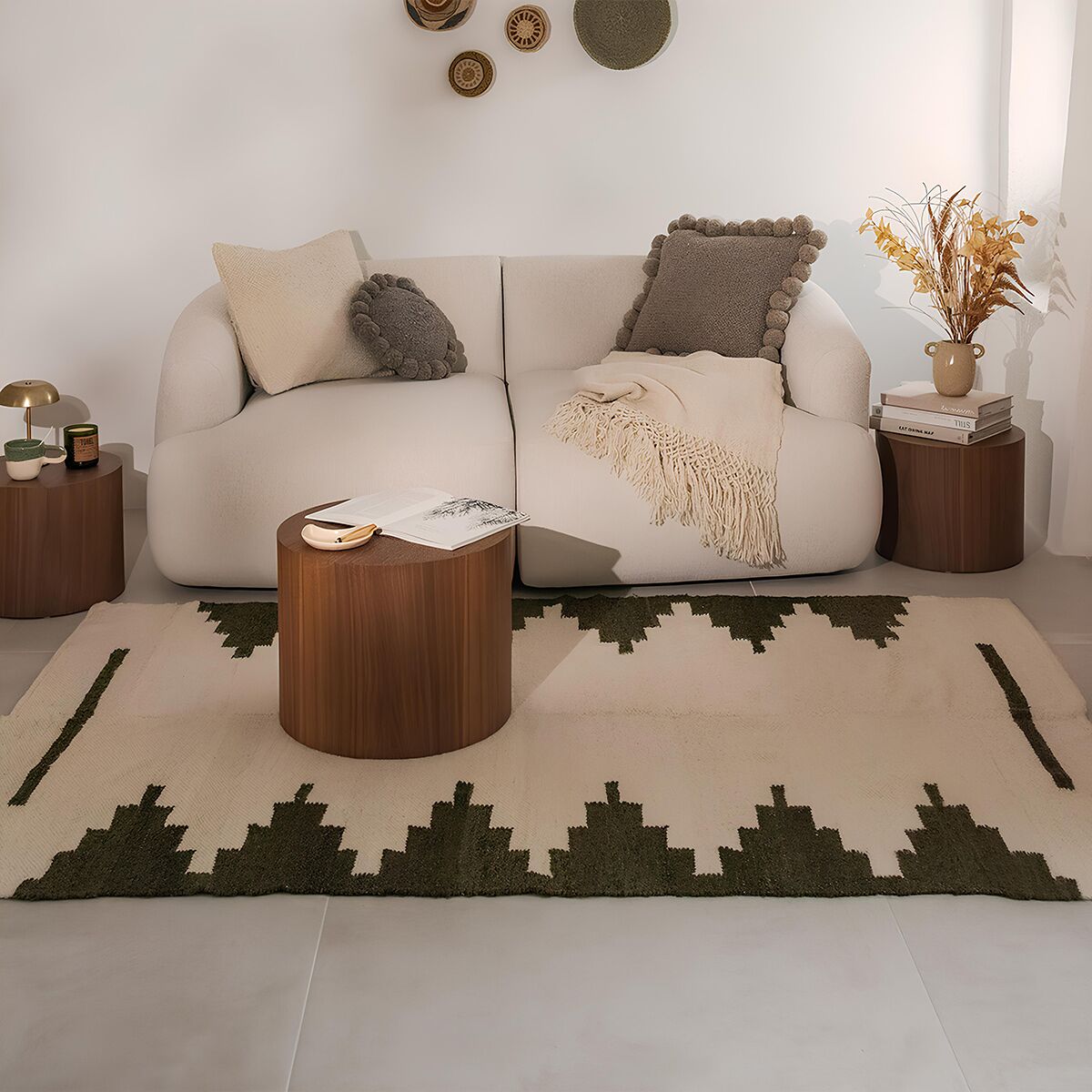 tapis-laine-vert-finca-home-3 Tapis artisanal en laine vert kaki Finca Home