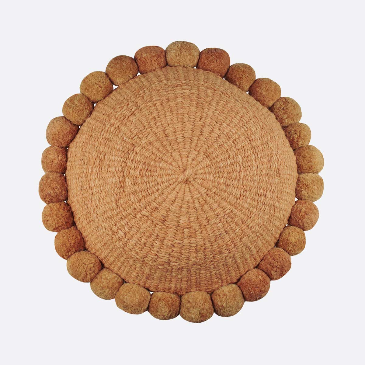 coussin-rond-pompons-ocre-finca-home-1 Coussin rond pompons ocre Finca Home